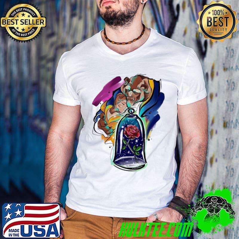 Aesthetic design of beauty and the beast cartoon shirt