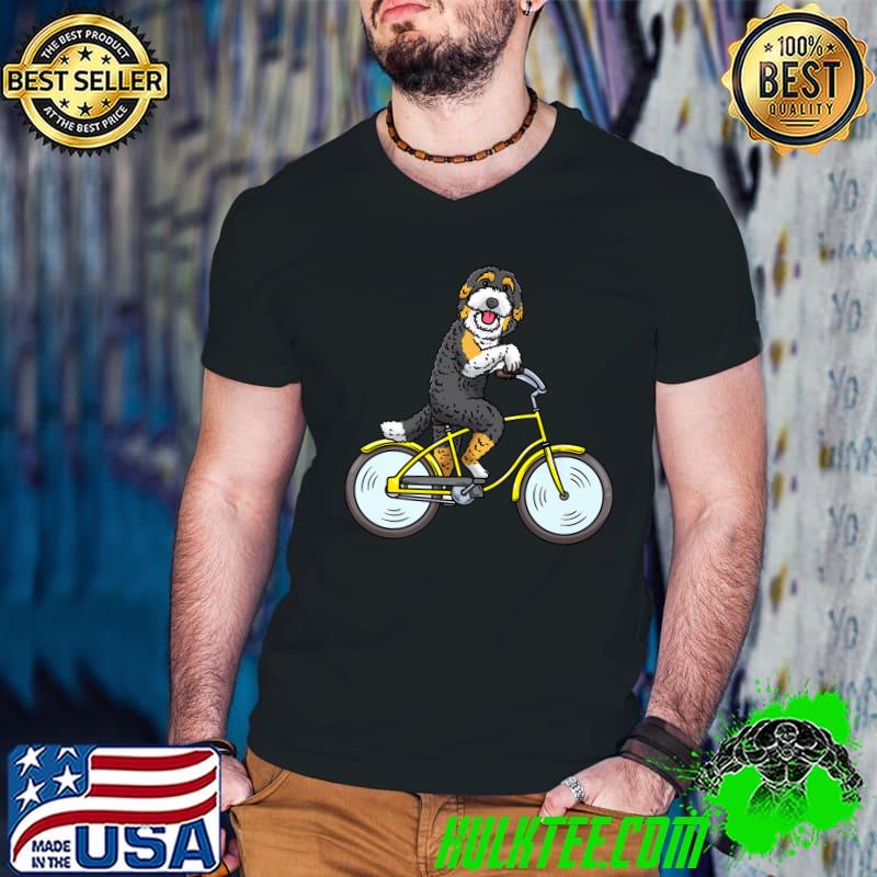 Bernedoodle Dog Riding Bicycle Bike Biking Cycling Biker T-Shirt
