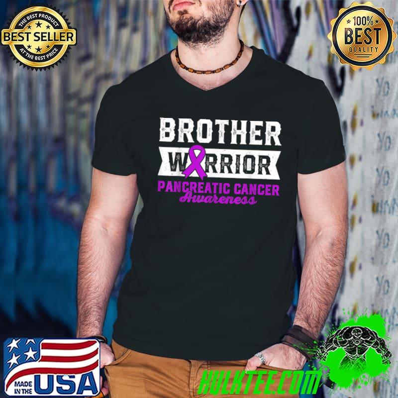 Brother Of A Warrior Pancreatic Purple Ribbon Support T-Shirt