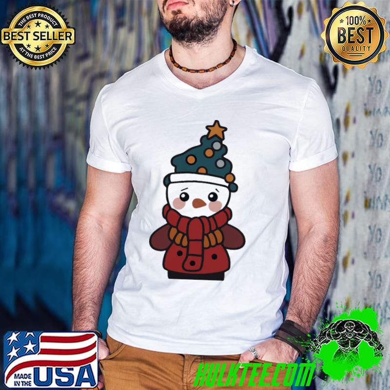ChibI cute snowman wearing scarf 2022 christmas classic shirt