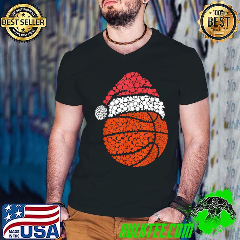Christmas Basketball Ball Santa Hat Xmas Sport Polka Dot Day T-Shirt