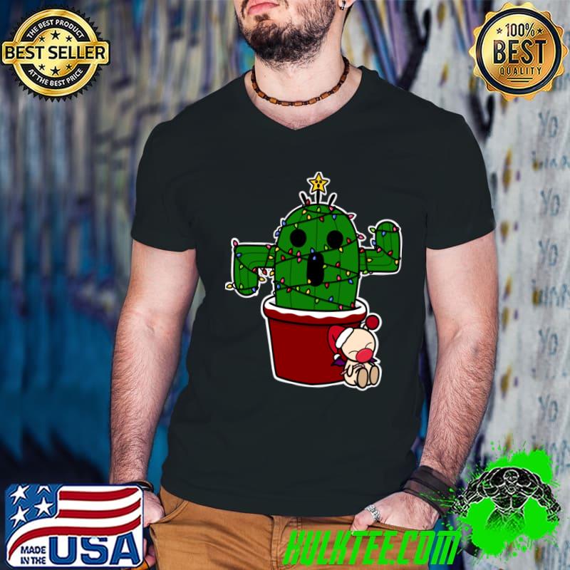 Christmas Cactus And Lights Toys With Santa Hat T-Shirt