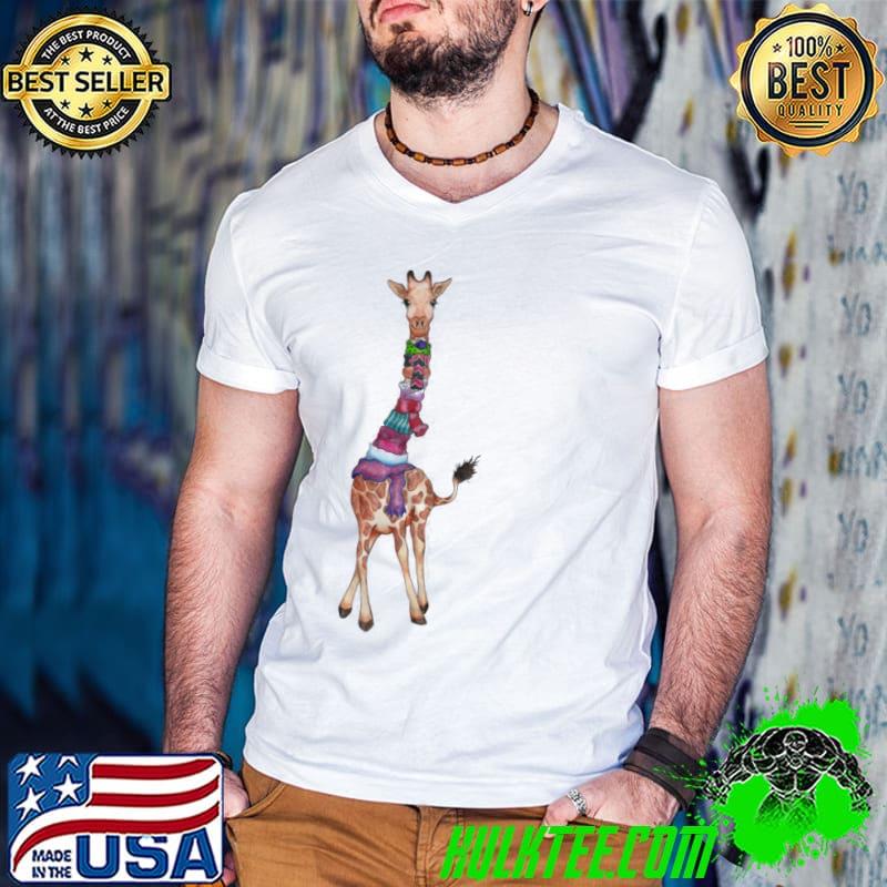 Cold outside cute giraffe illustration christmas classic shirt