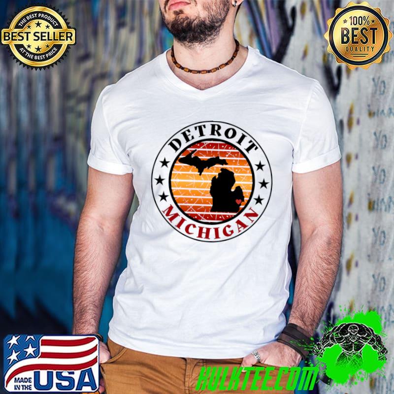 Detroit Michigan Stars Vintage Sunset T-Shirt