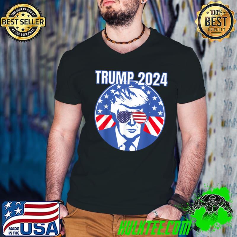 Donald Trump 2024 For President Conservative Republican Sunglasses American Flag Vote T-Shirt