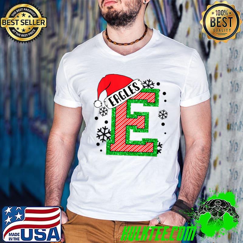 Eagles Christmas Santa Hat And Snows School Sport Spirit T-Shirt
