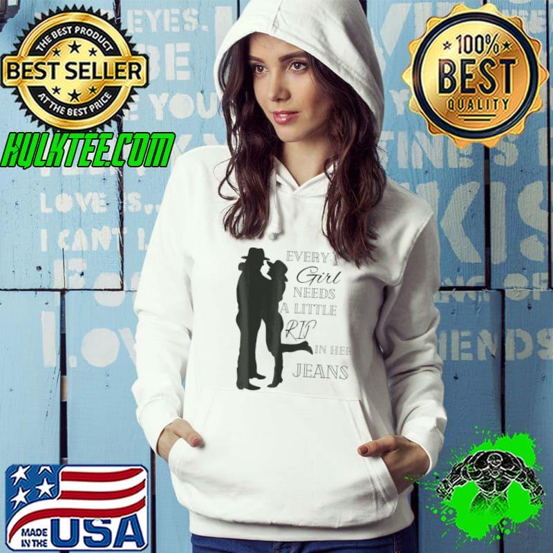 Every girl needs a little rip in her jeans yellowstone dutton silhouette graphic classic s Hoodie Every girl needs a little rip in her jeans yellowstone dutton silhouette graphic classic s Hoodie