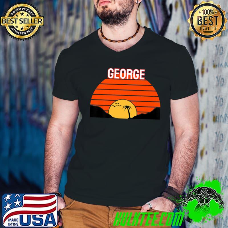 George Palm Tree Sunset Retro Sand Premium T-Shirt