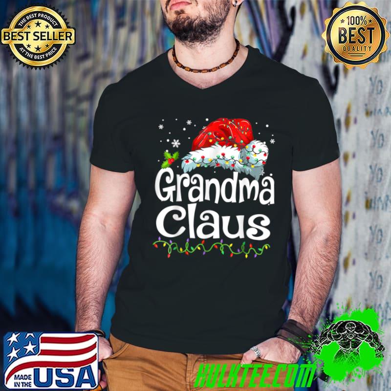 Grandma Claus Shirt Christmas Lights Family Matching Pajama T-Shirt