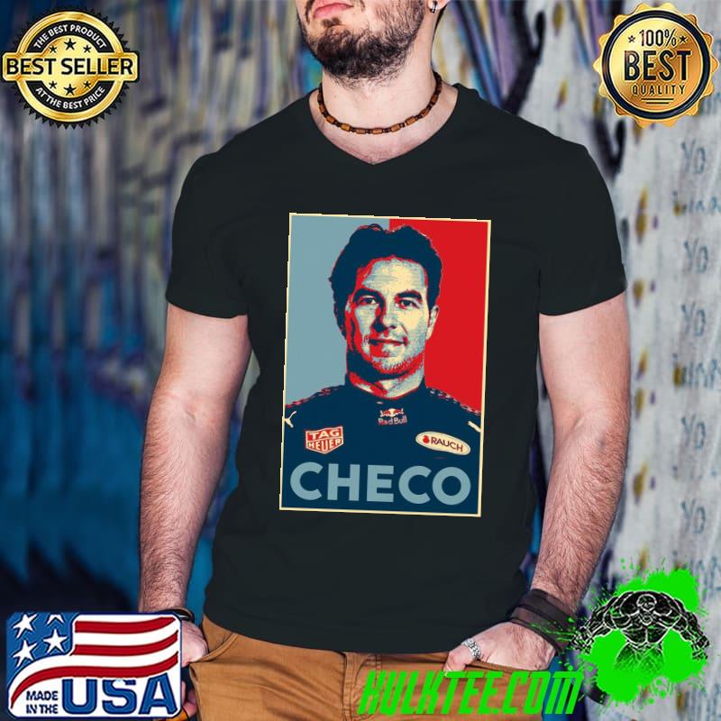 Graphic portrait sergio perez checo racing car shirt