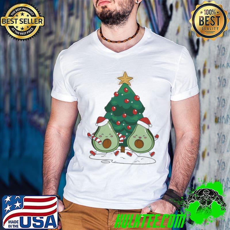 Happy kawaiI christmas avocado candy cane shirt