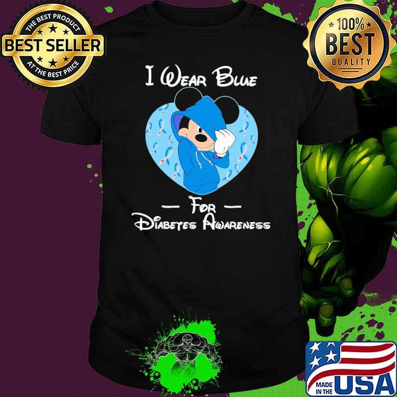 I Wear Blue For Diabetes Awareness Mickey Shirt