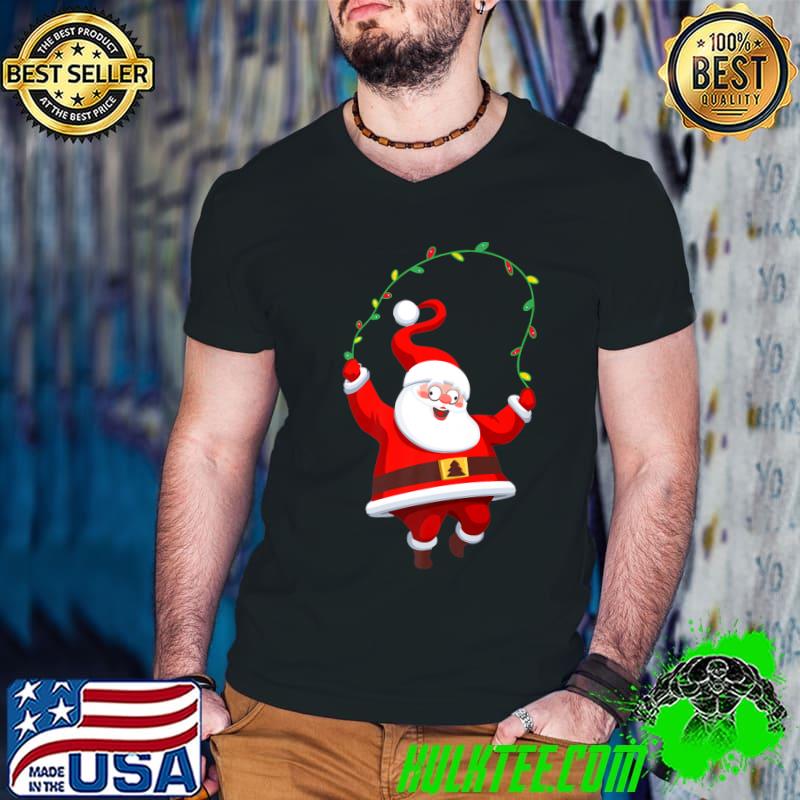 Jumping Rope Christmas Light Christmas Santa Claus T-Shirt