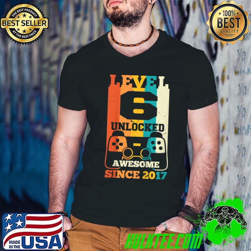 Level 6 Unlocked Awesome Since 2017 Video Game Birthday Vintage T-Shirt