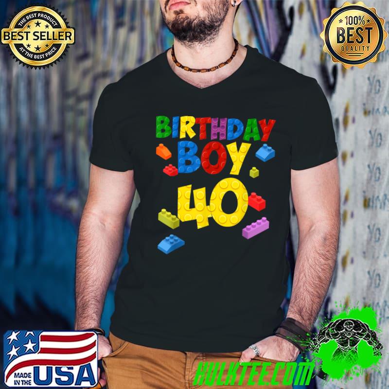 Master Builder 40 Birthday Boy 40th Year Building Bricks Colors T-Shirt