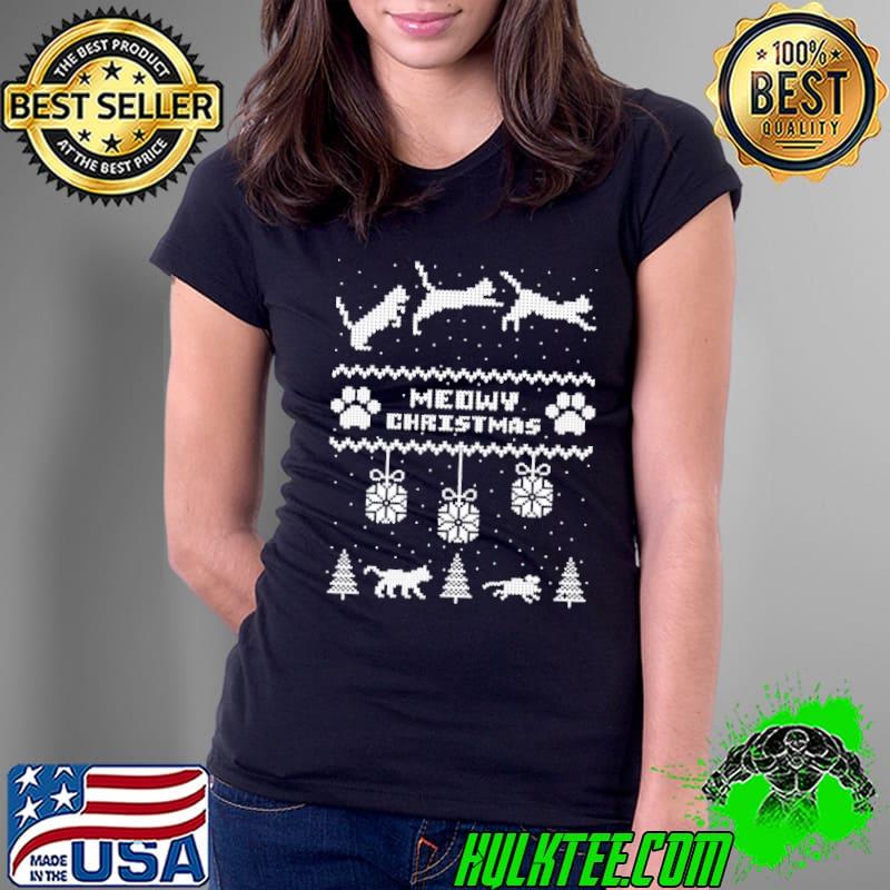 Meowy christmas pattern 2022 new year s Ladies Tee Meowy christmas pattern 2022 new year s Ladies Tee