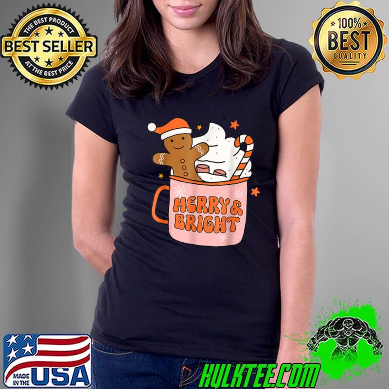 Merry & Bright Coffee Ice Cream Groovy Christmas Santa Pajamas T-Shirt Ladies Tee Merry & Bright Coffee Ice Cream Groovy Christmas Santa Pajamas T-Shirt Ladies Tee