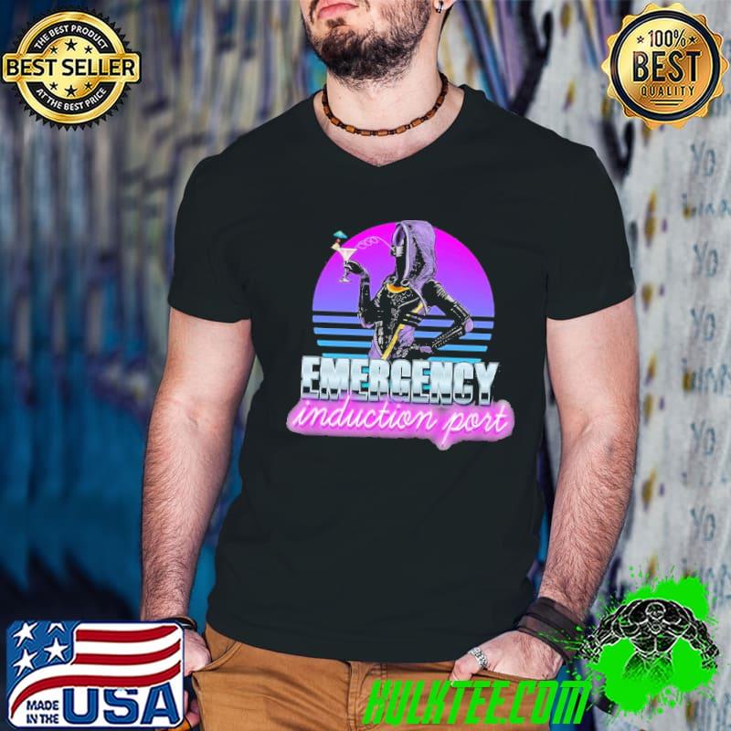 Neon retro mass effect game emergency induction port classic shirt
