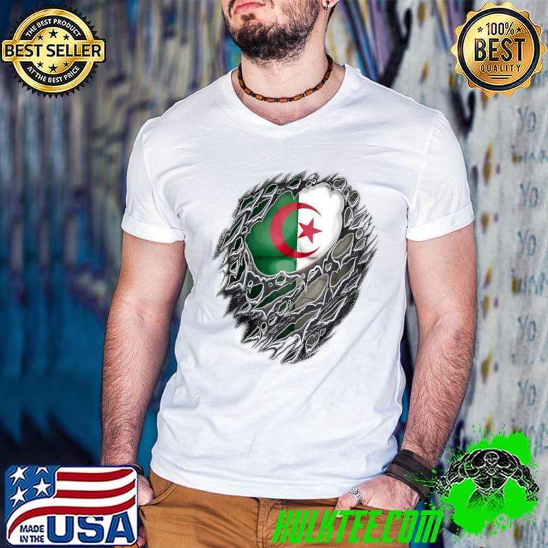 Proud Algerian Roots Torn Ripped Algeria Flag T-Shirt