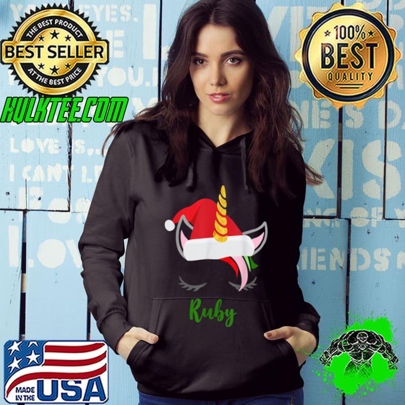 Ruby Name Gift Ruby Santa Unicorn Christmas T-Shirt Hoodie Ruby Name Gift Ruby Santa Unicorn Christmas T-Shirt Hoodie