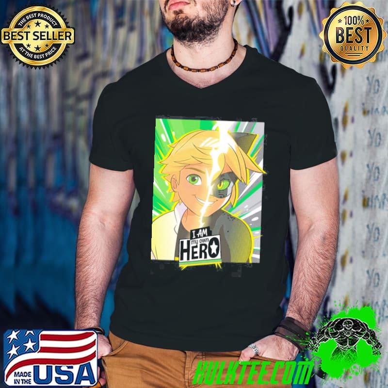 Split adrien and cat noir my own hero miraculous ladybug shirt