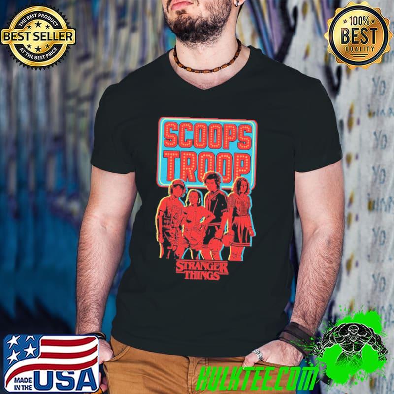 Stranger things scoops troop portrait red art shirt