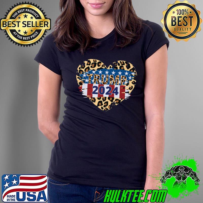 Trump 2024 Presidential Campaign Take America Back Heart Leopard American Flag T-Shirt Ladies Tee Trump 2024 Presidential Campaign Take America Back Heart Leopard American Flag T-Shirt Ladies Tee