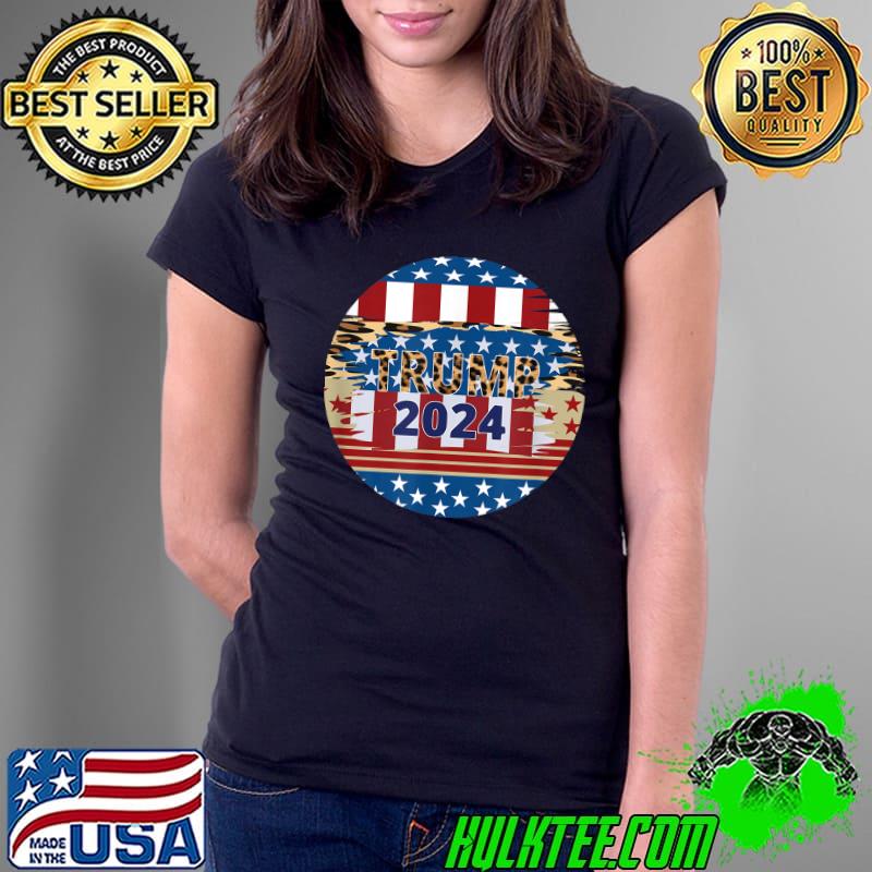 Trump 2024 Presidential Campaign Take America Leopard Usa Flag Vintage T-Shirt Ladies Tee Trump 2024 Presidential Campaign Take America Leopard Usa Flag Vintage T-Shirt Ladies Tee