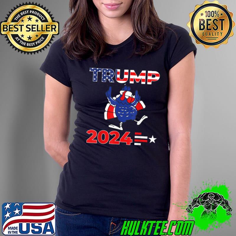 Trump 2024 Thanksgiving Turkey American Flag Election Star T-Shirt Ladies Tee Trump 2024 Thanksgiving Turkey American Flag Election Star T-Shirt Ladies Tee