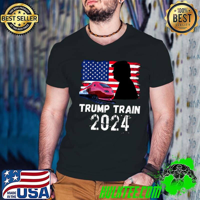 Trump Train 2024 American Flag Election Presidential Campaign Take America Back T-Shirt