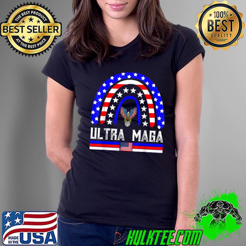 Ultra Maga Rainbow Usa Flag Ultra Maga Costume Gift Eagle T-Shirt Ladies Tee Ultra Maga Rainbow Usa Flag Ultra Maga Costume Gift Eagle T-Shirt Ladies Tee