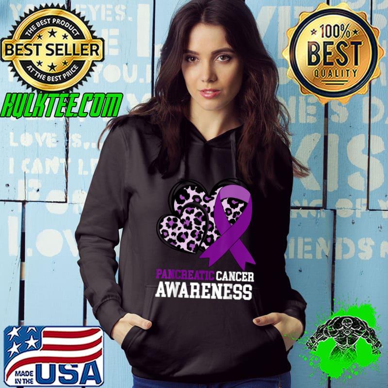 We Wear Purple For Pancreatic Cancer Awareness Heart Leopard T-Shirt Hoodie We Wear Purple For Pancreatic Cancer Awareness Heart Leopard T-Shirt Hoodie