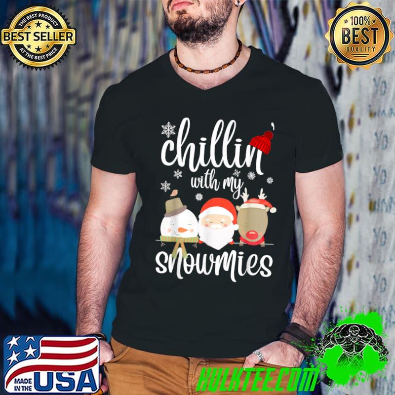 Winter Family Chillin With My Snowmies Pajama Santa Reindeer T-Shirt