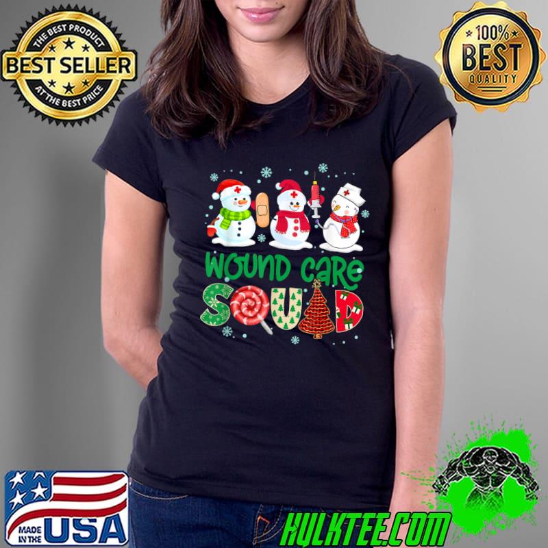 Wound Care Squad Nurse Snowmies Stethoscope Christmas Pine T-Shirt Ladies Tee Wound Care Squad Nurse Snowmies Stethoscope Christmas Pine T-Shirt Ladies Tee