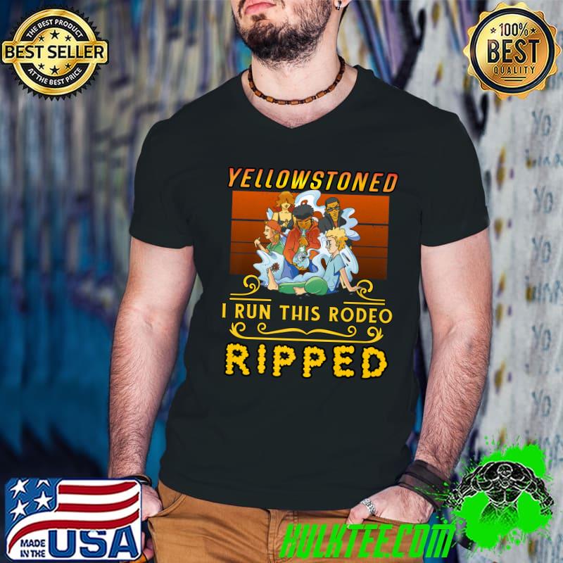 Yellowstoned Marijuana Cannabis Pot Weed Cowboy Cowgirl Vintage T-Shirt