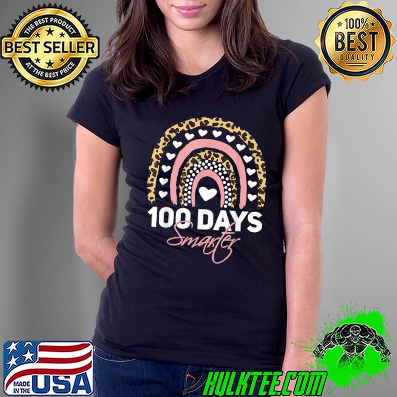 100 Days Smarter Teacher Tee Rainbow Cheetah Hearts T-Shirt 100 Days Smarter Teacher Tee Rainbow Cheetah Hearts T-Shirt