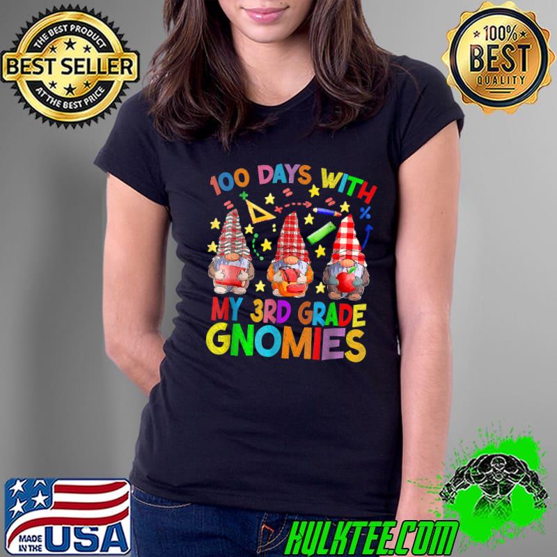 100 Days With My 3rd Grade Gnomes Virtual Teachers Stars T-Shirt
