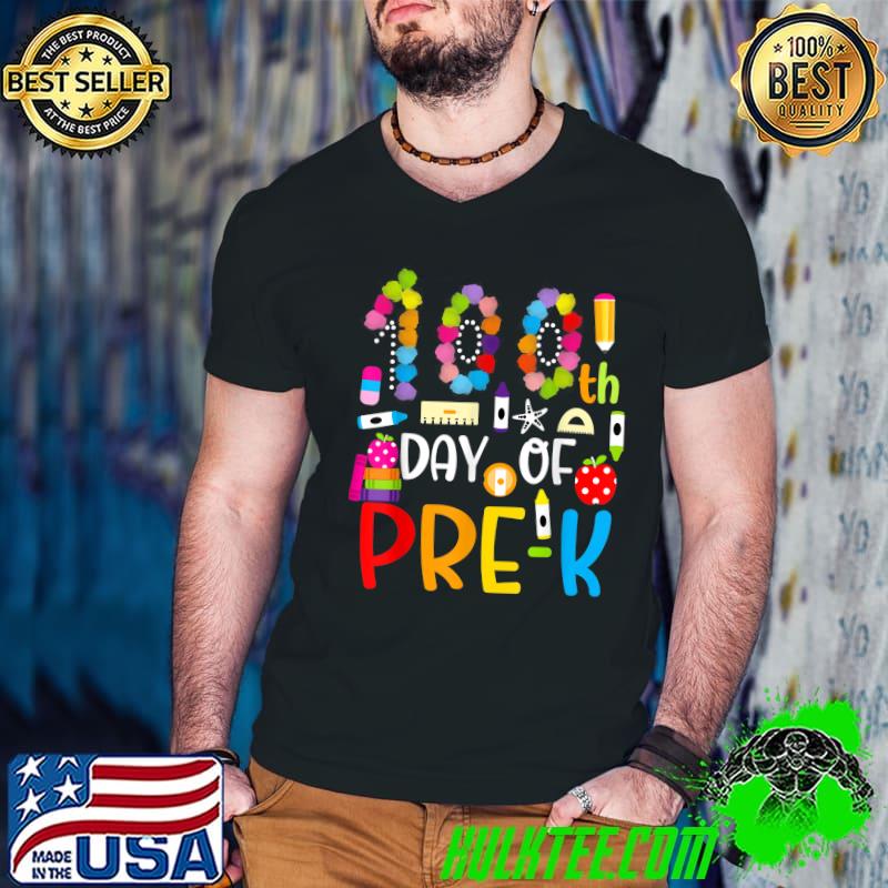 100th Day Of School Teacher Children Happy 100 Days Of Pre-k T-Shirt Guys V Neck 100th Day Of School Teacher Children Happy 100 Days Of Pre-k T-Shirt Guys V Neck