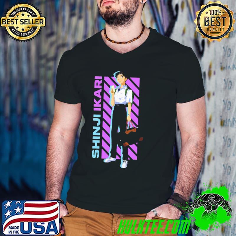 Aesthetic color stripe shinjI ikarI neon genesis evangelion classic shirt