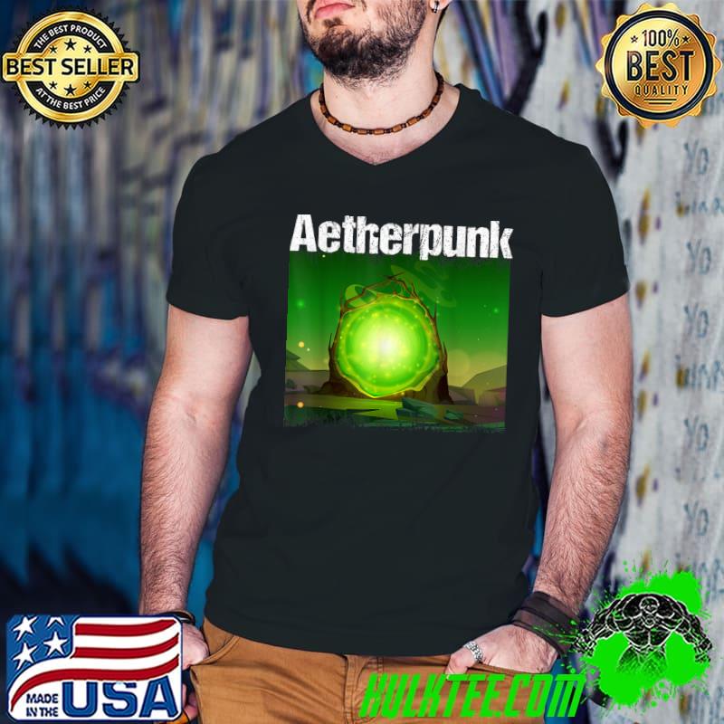 Aetherpunk Aesthetic Cyborg Energy Machine Magic Green T-Shirt
