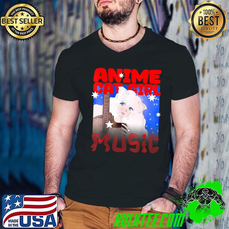 Anime Cat Girl And Music For Japanese Otaku And Anime Lovers T-Shirt