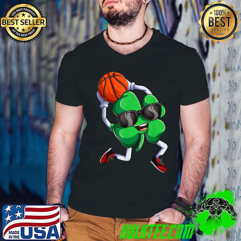 Basketball Shamrock With Sunglasses Dunking St Patricks T-Shirt