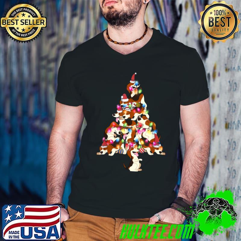 Beagle Dog Lover Cute Hat Xmas Tree Pile T-Shirt