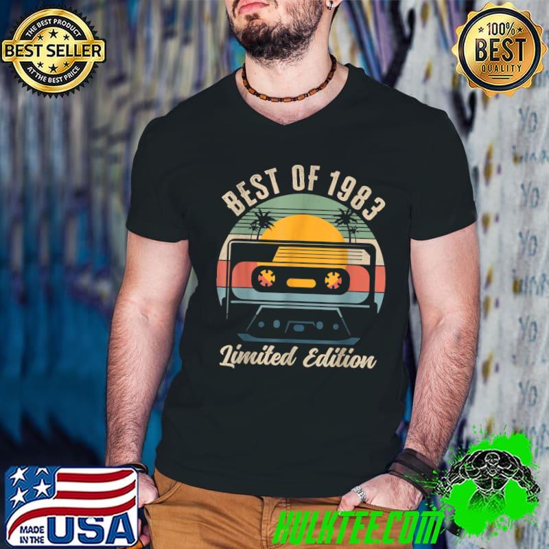 Best Of 1983 40th Birthday Limited Edition Palms Tree Vintage Sunset Cassette 40 Year Old T-Shirt