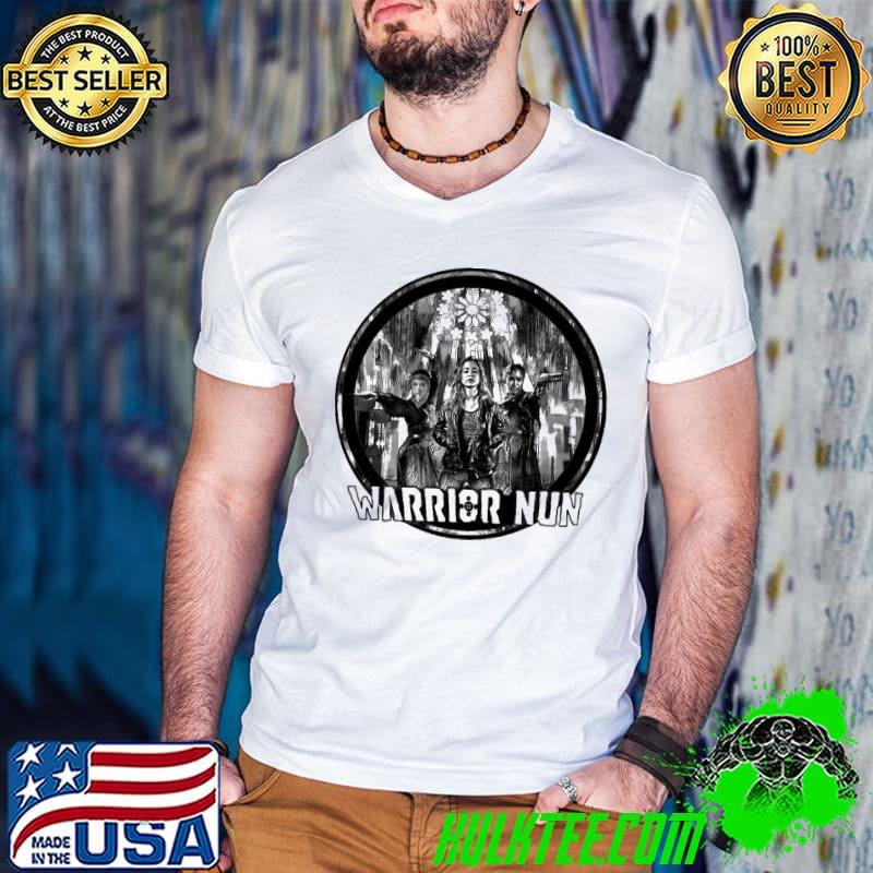 Black and white round design warrior nun classic shirt