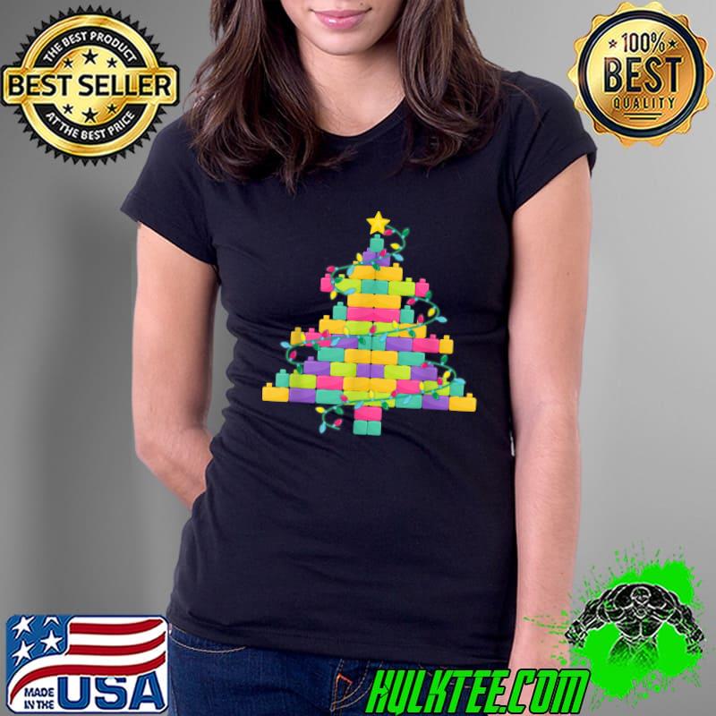 Building Blocks Christmas Tree Toddler Boy Christmas T-Shirt Ladies Tee Building Blocks Christmas Tree Toddler Boy Christmas T-Shirt Ladies Tee