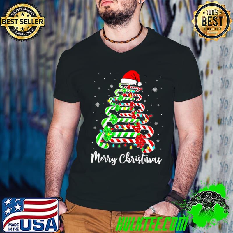 Candy Cane Santa Hat Xmas Tree Merry Christmas Y'all T-Shirt