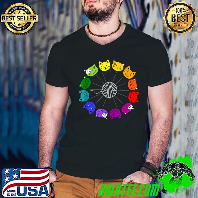 Cat Color Theory Design For An Art Teacher Or Cat Lover Rainbow Sewing T-Shirt