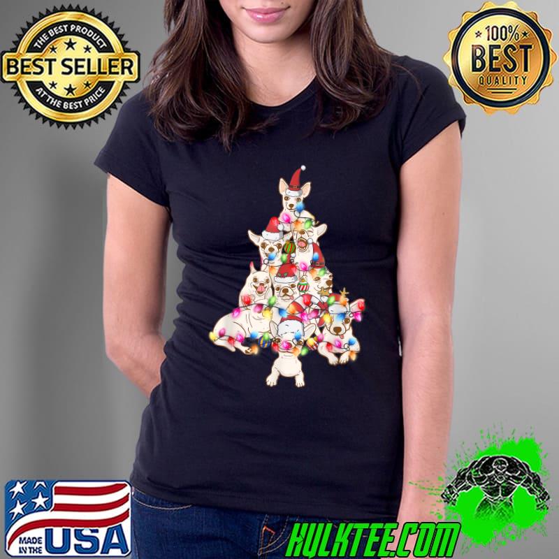 Chihuahua Dog Lover Cute Hat Xmas Tree Pile Lights T-Shirt Ladies Tee Chihuahua Dog Lover Cute Hat Xmas Tree Pile Lights T-Shirt Ladies Tee
