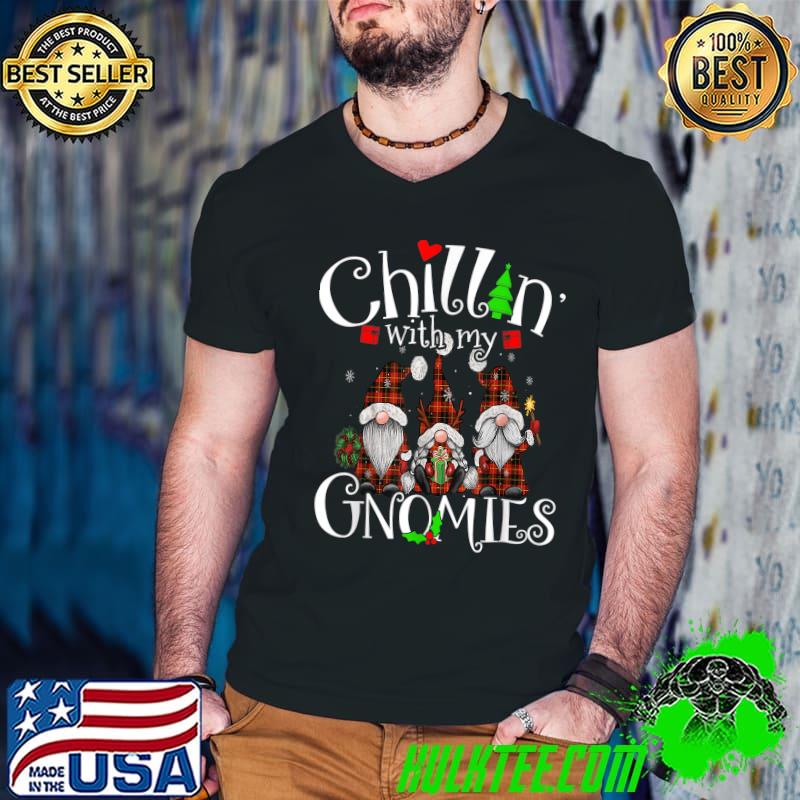 Chillin With My Gnomies Christmas Red Gnomes Plaid Buffalo T-Shirt